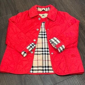 Burberry Kids Red Quilted Puffer Jacket
